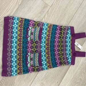 Colorful Fair Isle Knit Pinafore Dress - Purple, Teal & Pink size 6 new